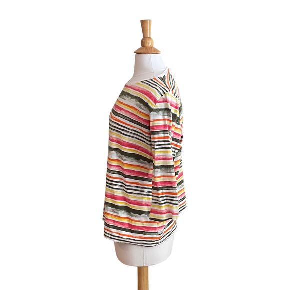 Kim Rogers 100% Cotton Perfectly Soft 3/4 Sleeve Striped T-Shirt, L - Picture 3 of 9
